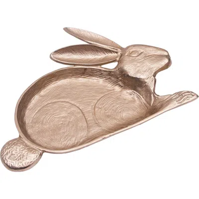 Gallerie Ii Easter Bunny Rabbit Gold Metal Serving Platter 10" X 13" In Neutral