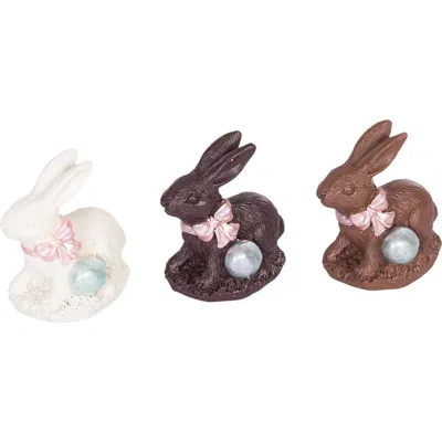 Gallerie Ii Easter Chocolate Bunny With Ribbons And Eggs Set Of 12 Figurines In Brown