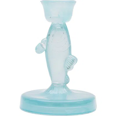 Gallerie Ii Fish Glass Coastal Novelty Candle Holders Set Of 2 In Blue