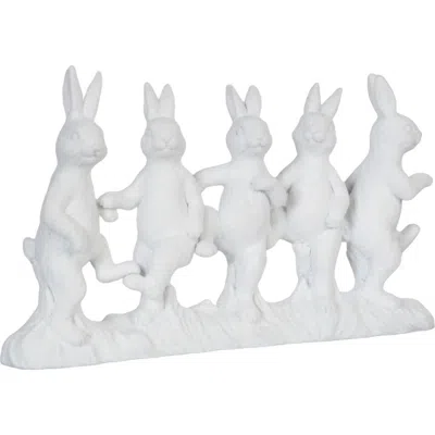 Gallerie Ii Happy Hopping Easter Bunnies Decorative White Figurine 6.25" X 11"