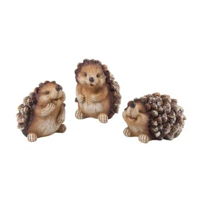 Gallerie Ii Happy Pinecone Hedgehogs Small Figurines Assortment Of 3 In Brown