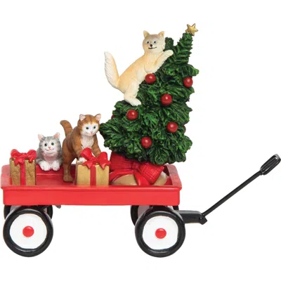 Gallerie Ii Kitten Wagon Decorative Figurine In Red