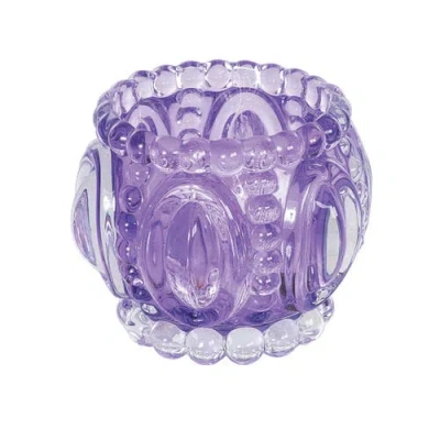 Gallerie Ii Lavender 100% Glass Geometric Abstract Votive Candle Holder 3.62" In Purple