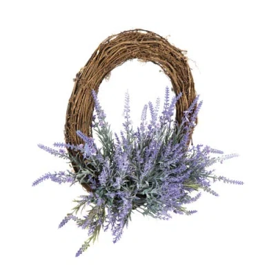 Gallerie Ii Lavender Botanical Leaves Decorative Spring Wreath In Purple