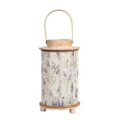 Gallerie Ii Lavender Fields Floral Botanical Wood Candle Holder Lantern In White