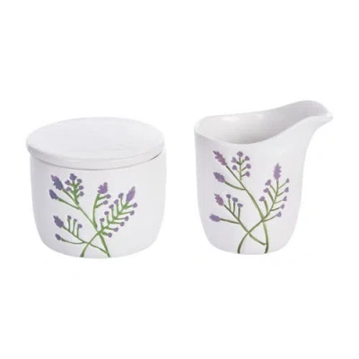 Gallerie Ii Lavender Floral Botanical Cottage Coffee Creamer & Sugar Containers Set 2 In Purple