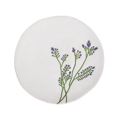 Gallerie Ii Lavender Floral Botanical Spring Novelty Serving Plate 7.9" In Green