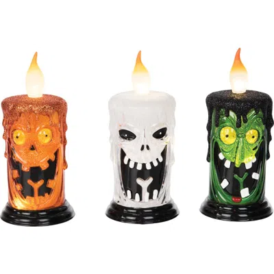 Gallerie Ii Led Halloween 5" Decorative Flameless Candles Assortment Of 3 In Multi