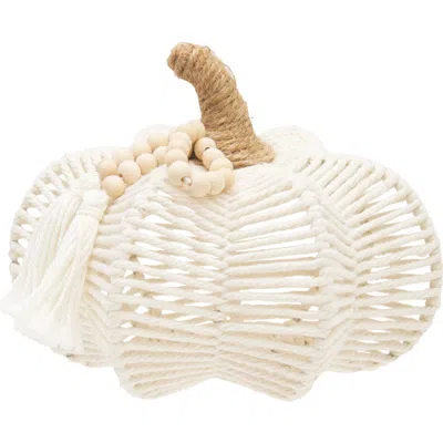 Gallerie Ii Medium Jute Woven Pumpkin Figurine In White