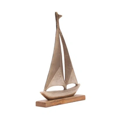 Gallerie Ii Metal Solid Sailboat Coastal Decorative Figurine In Gold
