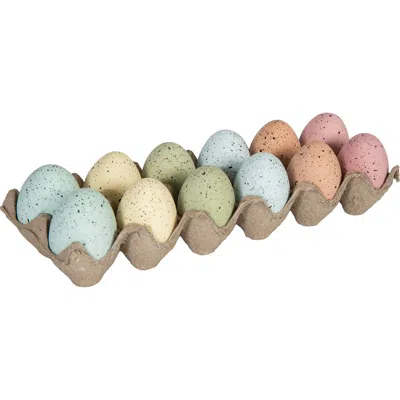 Gallerie Ii One Dozen Colored Easter Eggs Decorative Figurine 11.8" In Yellow