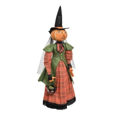 Gallerie Ii Ophelia Pumpkin Witch On Stand Joe Spencer Gathered Traditions Halloween Art Doll Figure In Orange