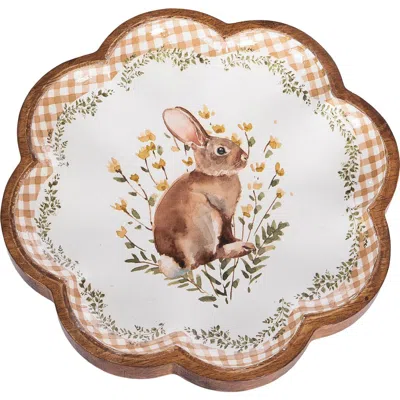 Gallerie Ii Plaid Tulip Flowers & Garden Bunny Decorative Spring Wooden Tray 8.66" In Multi