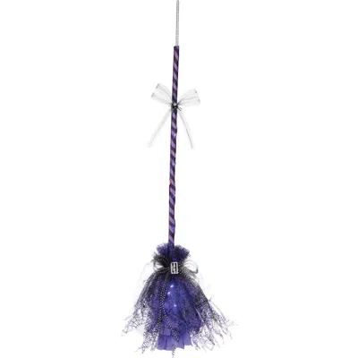 Gallerie Ii Purple & Black Decorative Led Witch's Broom Halloween Figurine, 35.43"