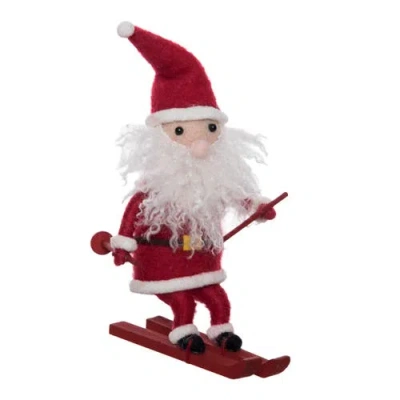 Gallerie Ii Santa On Skis Figurine In Red