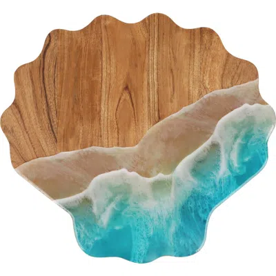 Gallerie Ii Scallop Wave Coastal Wood Novelty Animal Shaped Serving Platter 13" In Blue