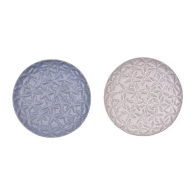 Gallerie Ii Sea Star Embossed Coastal Serving Plates Set Of 2 In Blue