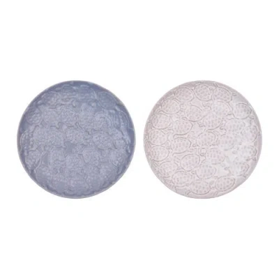 Gallerie Ii Sea Turtle Coastal Embossed Coastal Assortment Of 2 Serving Plates In Blue