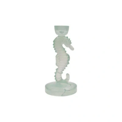 Gallerie Ii Seahorse Glass Coastal Candle Holders Set Of 2 In Green