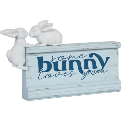 Gallerie Ii "some Bunny Love You" White Easter Bunnies Figurine 6" X 9" In Blue