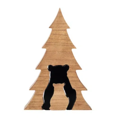 Gallerie Ii Tree & Bear Wooden Puzzle Figurine 11.69" In Neutral