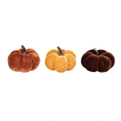 Gallerie Ii Velvet Pumpkin Decorative Small Tabletop Figurines, Set Of 9 In Orange