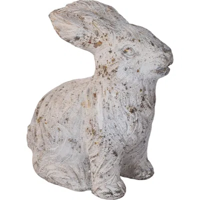 Gallerie Ii Vintage White Cement Sitting Bunny Figurine In Neutral