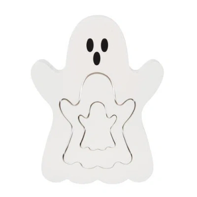 Gallerie Ii Wooden Ghost Puzzle Decorative Halloween 9.45" Figurine In White
