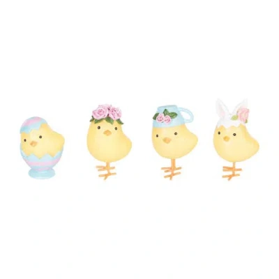 Gallerie Ii Yellow Easter Chicks Wearing Egg Hats Small Decorative Figurines Assortment Of 4