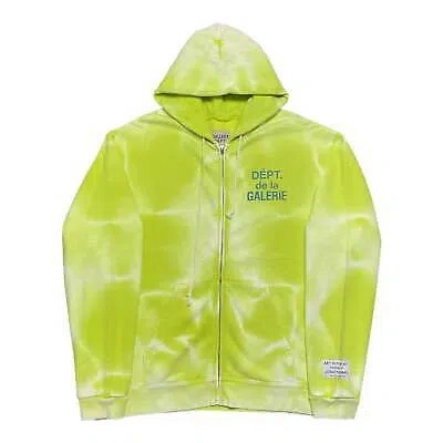 Pre-owned Gallery Department French Logo Zip Up Hooded Sweatshirt Lime Green