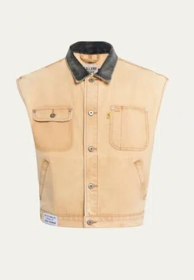 Pre-owned Gallery Department Logan Button Down Vest - L In Beige
