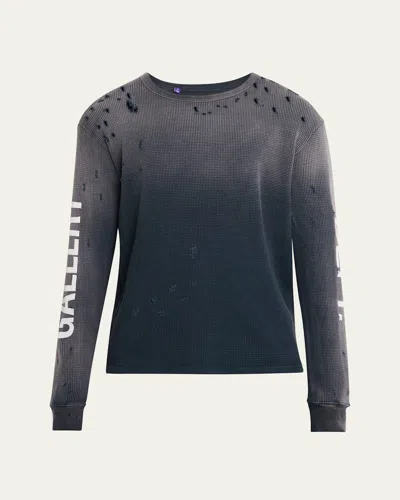 Gallery Department Men's Distressed Waffle Logo Thermal Shirt In Black