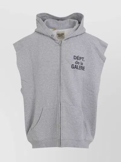 Gallery Dept. Grey 90s Full Zip Cut Off Hoodie In Gray
