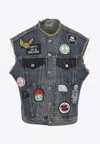 Gallery Dept. Sleeveless Vest Featuring Distressed Patches In Blue