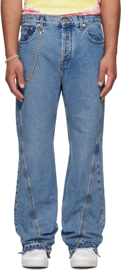 Gallery Dept. Blue Twisted Wide Leg Jeans