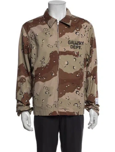 Pre-owned Gallery Dept. Camo Logo Camouflage Print Denim Jacket In Green