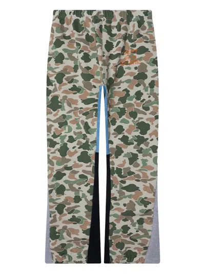 Gallery Dept. Flared Patchwork Camouflage And Logo-print Cotton-jersey Sweatpants In Multi