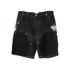 Gallery Dept. Paint-splatter Frayed Cargo Shorts In Black