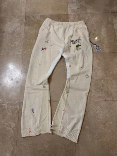 Pre-owned Gallery Dept. Gallery Dept Cream Flare Paint Sweatpants Size X-large Brand In White