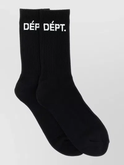 Gallery Dept. Crew Length Ribbed Socks Structured Knit Design In Black