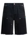 Gallery Dept. Mens Black Carpenter Cut-off Distressed Denim Shorts In Black