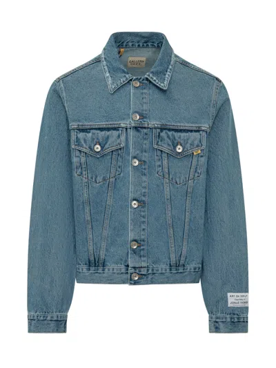 Gallery Dept. Denim Solid Shirt Collar Jacket In Blue
