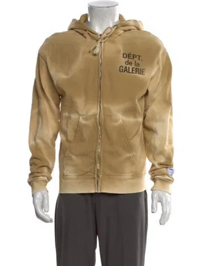 Pre-owned Gallery Dept. Dept De La Galerie Zip Up Tie-dye Print Hoodie In Brown