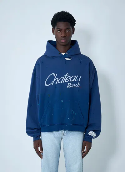 Gallery Dept. Distressed Chateau Raunch Hooded Sweatshirt In Blue