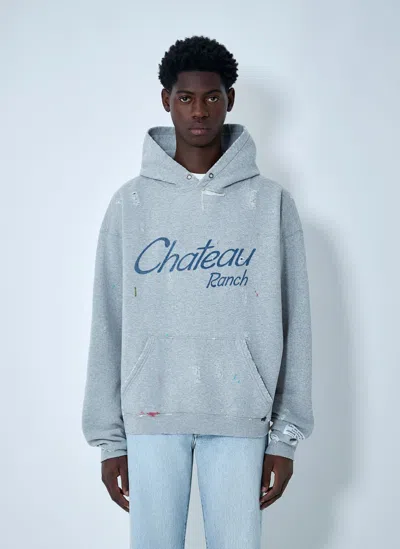 Gallery Dept. Distressed Chateau Raunch Hooded Sweatshirt In Gray