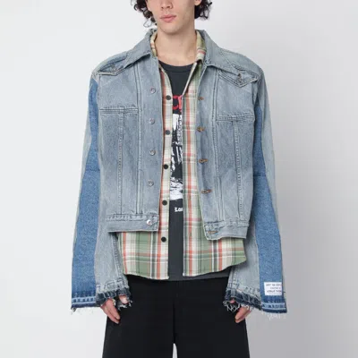 Gallery Dept. Distressed Denim Jacket With Patchwork Detailing In Blue