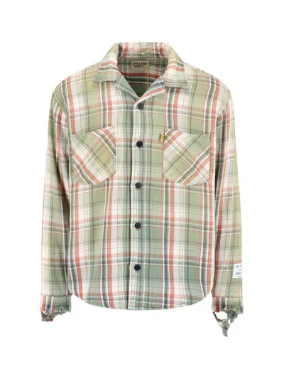 Gallery Dept. Green Plaid Cotton Casual Shirt In Brown