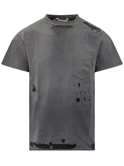Gallery Dept. Distressed Pocket T-shirt In Gray