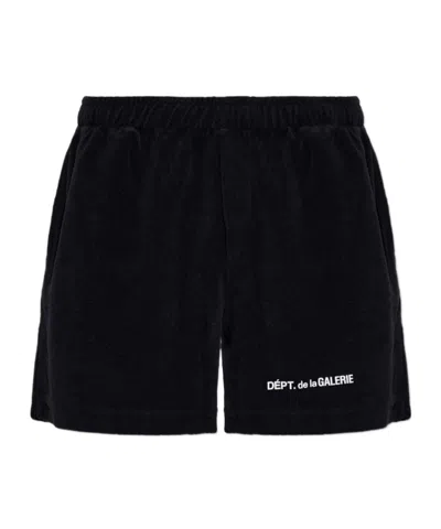 Gallery Dept. Zuma Straight-leg Logo-print Organic Cotton-jersey Shorts In Black