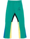 Gallery Dept. Flared Denim-panelled Logo-print Cotton-jersey Sweatpants In Green
